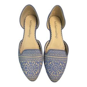 Soft Surroundings Amelia D’Orsay Blue  textured flats.  Size 8